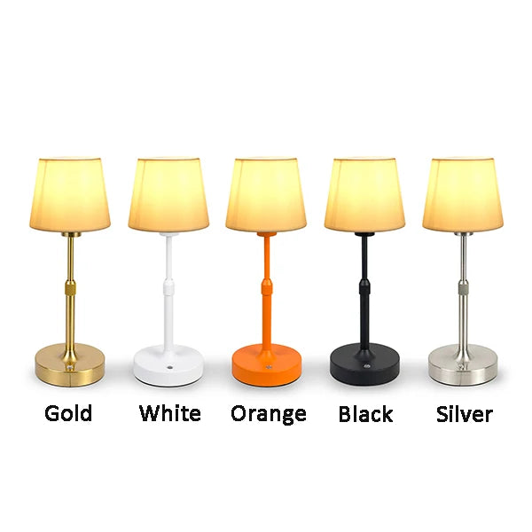 Wireless Cloth Lampshade Table Lamp, Rechargeable Touch Switch Desk Lamp, Replaceable E12 Bulb, 2700K Warm Light