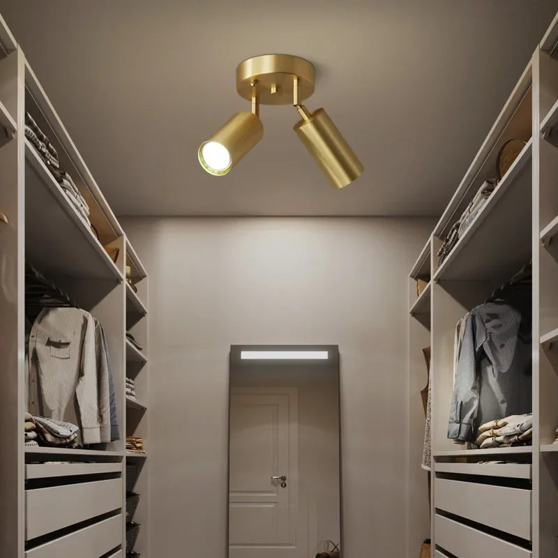 Postmodern Style Ceiling Lamp Spotlight Down Light Iron Gold 2/3/4Heads Aisle Corridor Store Lighting Adjustable Direction