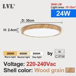 LVL LED Ceiling Light Wood Grain & White 3 in 1 Lighting Colors Home Lighting Kitchen Bedroom Bathroom Round Flush Ceiling Lamp