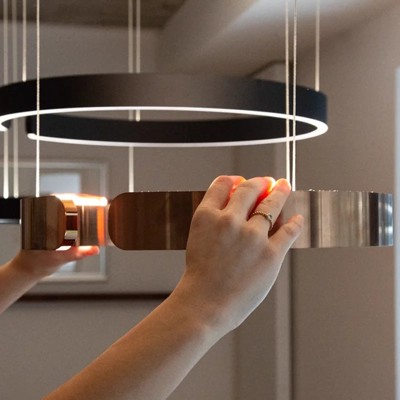 Crescenta Split-Halo Chandelier – Nordic Luxury Open Ring LED Pendant Lamp