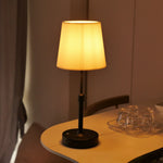 Wireless Cloth Lampshade Table Lamp, Rechargeable Touch Switch Desk Lamp, Replaceable E12 Bulb, 2700K Warm Light