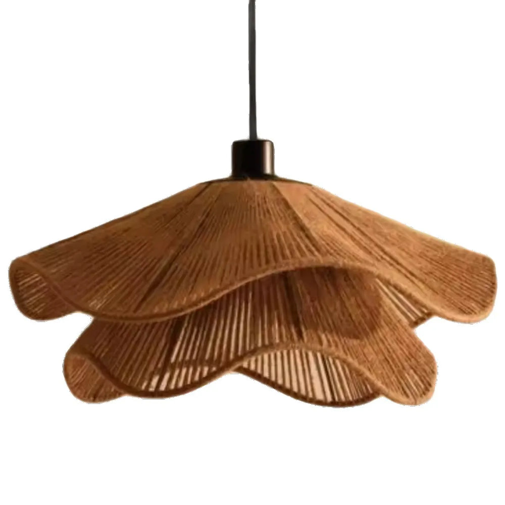 Sora Tiered Wabi-Sabi Rope Pendant – Organic Japanese-Style Wavy Woven Hemp Hanging Light