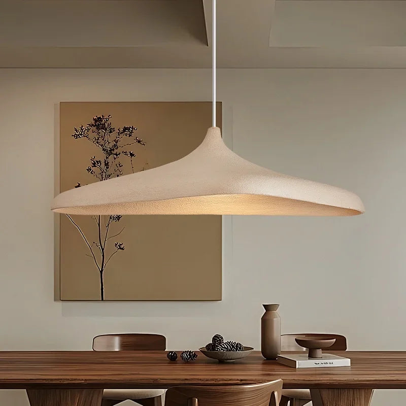 Kaya Fluid Sandstone Pendant – Modern Organic Wabi-Sabi Wide-Brim LED Hanging Light