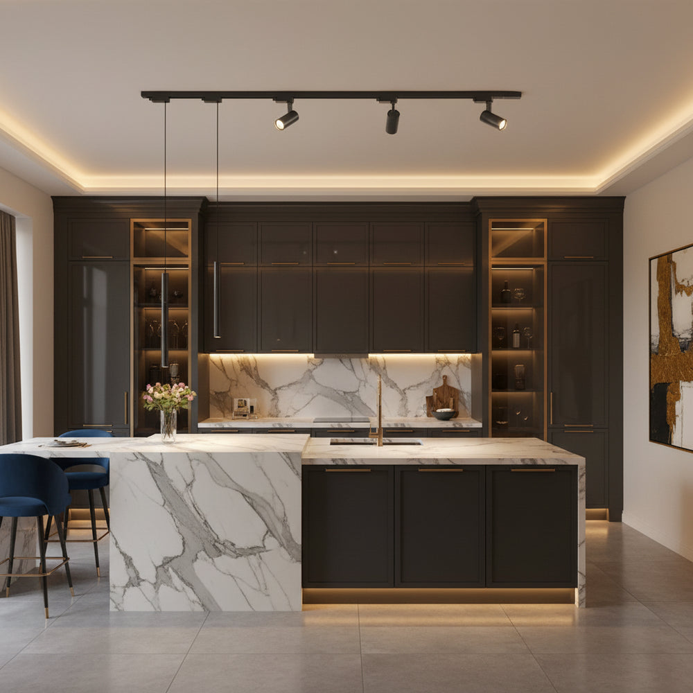 Sora Minimalist Linear Magnetic Pendant – Modular 90-260V Architectural Track Light for Dining & Kitchen Islands