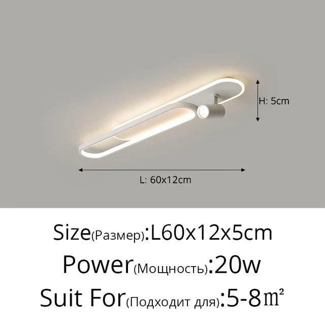 Linea Dual-Zone Track Light – Minimalist LED Long Strip Ceiling Chandelier with Spotlights