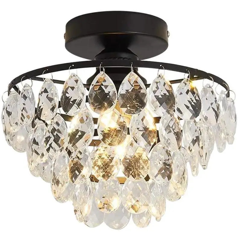 Aveline French Regency Crystal Chandelier – Luxury Gold Semi-Flush Mount Ceiling Light