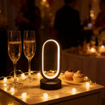1PC Mini Circular Metal Art Desk Lamp with Three Color Lighting and USB Port