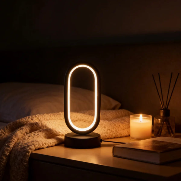 1PC Mini Circular Metal Art Desk Lamp with Three Color Lighting and USB Port