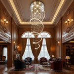 Elysian Cascading Crystal Helix Chandelier – Modern Luxury LED Spiral Pendant for Staircases & Grand Foyers
