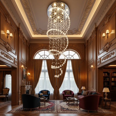 Elysian Cascading Crystal Helix Chandelier – Modern Luxury LED Spiral Pendant for Staircases & Grand Foyers
