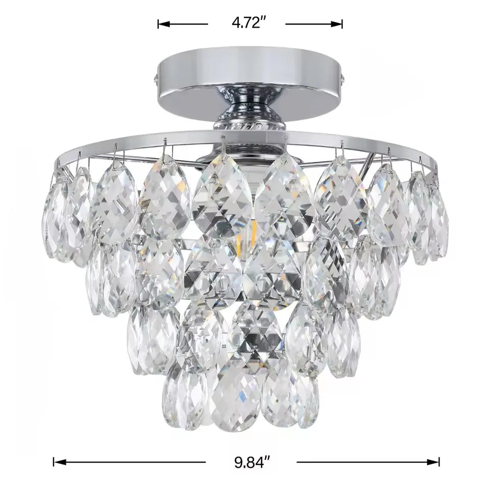 Aveline French Regency Crystal Chandelier – Luxury Gold Semi-Flush Mount Ceiling Light