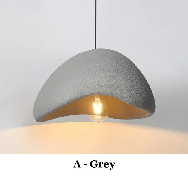 Kira Organic Wabi-Sabi Pendant – Minimalist Textured Travertine-Effect LED Hanging Light