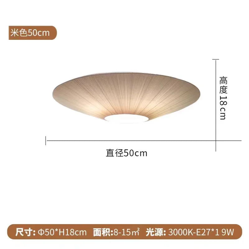 Kumo Pleated Parasol Ceiling Light – Japandi Minimalist Fabric Saucer Semi-Flush Mount
