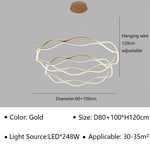 Aria Continuous Double-Wave Chandelier – Luxury Matte Black Ribbon LED Pendant Light