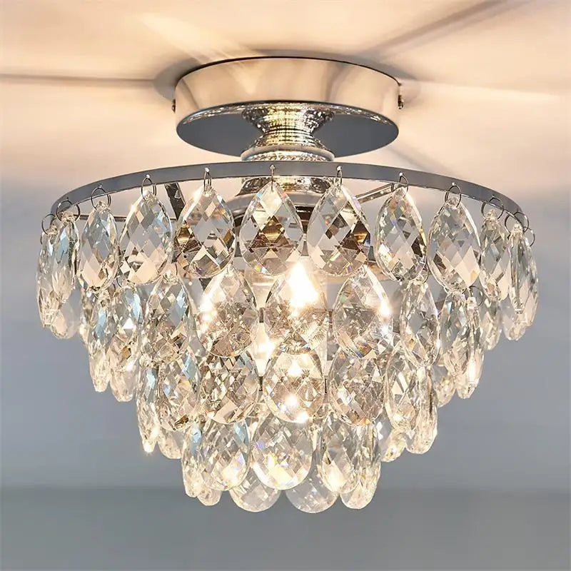 Aveline French Regency Crystal Chandelier – Luxury Gold Semi-Flush Mount Ceiling Light