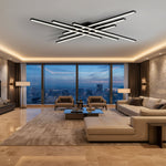 Kage Multi-Tiered Square Chandelier – Modern Matte Black Geometric LED Ceiling Light