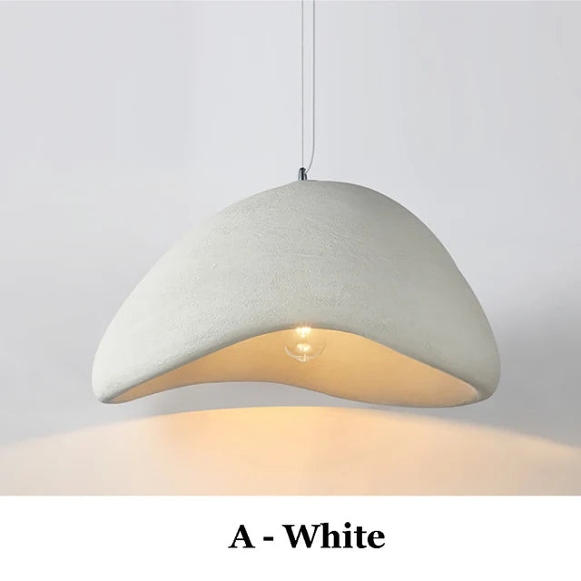 Kira Organic Wabi-Sabi Pendant – Minimalist Textured Travertine-Effect LED Hanging Light