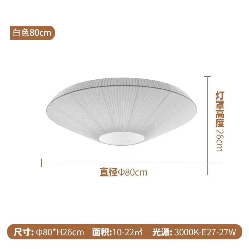 Kumo Pleated Parasol Ceiling Light – Japandi Minimalist Fabric Saucer Semi-Flush Mount