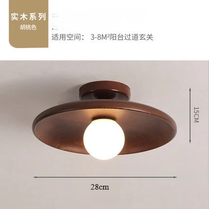 Suri Nordic Wood Flush Mount – Modern Minimalist Geometric LED Ceiling Light