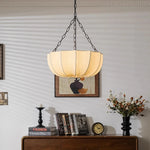 Lumiere Pleated Linen Parasol Chandelier – Retro Wabi-Sabi Sculptural Fabric Pendant Light