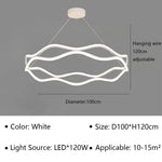 Aria Continuous Double-Wave Chandelier – Luxury Matte Black Ribbon LED Pendant Light