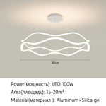 Aria Continuous Double-Wave Chandelier – Luxury Matte Black Ribbon LED Pendant Light