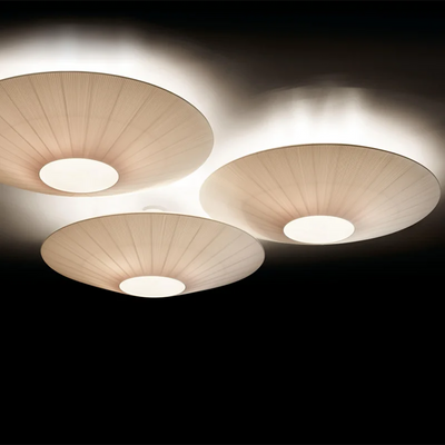 Kumo Pleated Parasol Ceiling Light – Japandi Minimalist Fabric Saucer Semi-Flush Mount