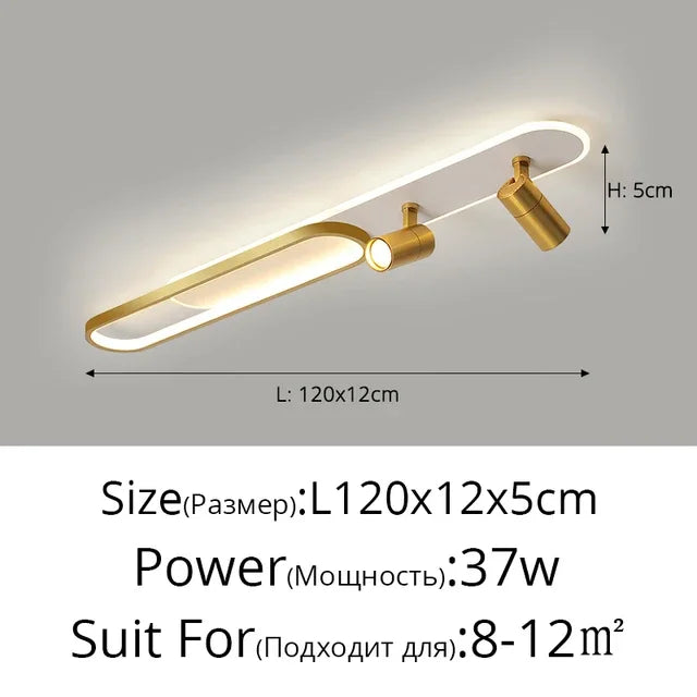 Linea Dual-Zone Track Light – Minimalist LED Long Strip Ceiling Chandelier with Spotlights