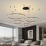 Aero Multi-Halo Floating Chandelier – Luxury 5-Ring LED Architectural Ceiling Light