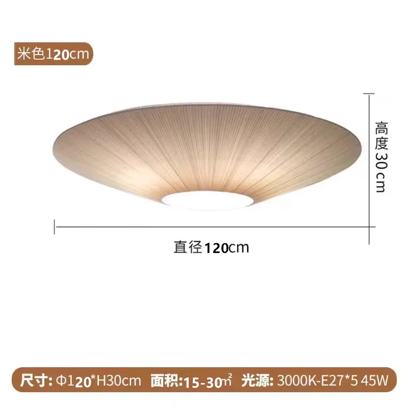 Kumo Pleated Parasol Ceiling Light – Japandi Minimalist Fabric Saucer Semi-Flush Mount
