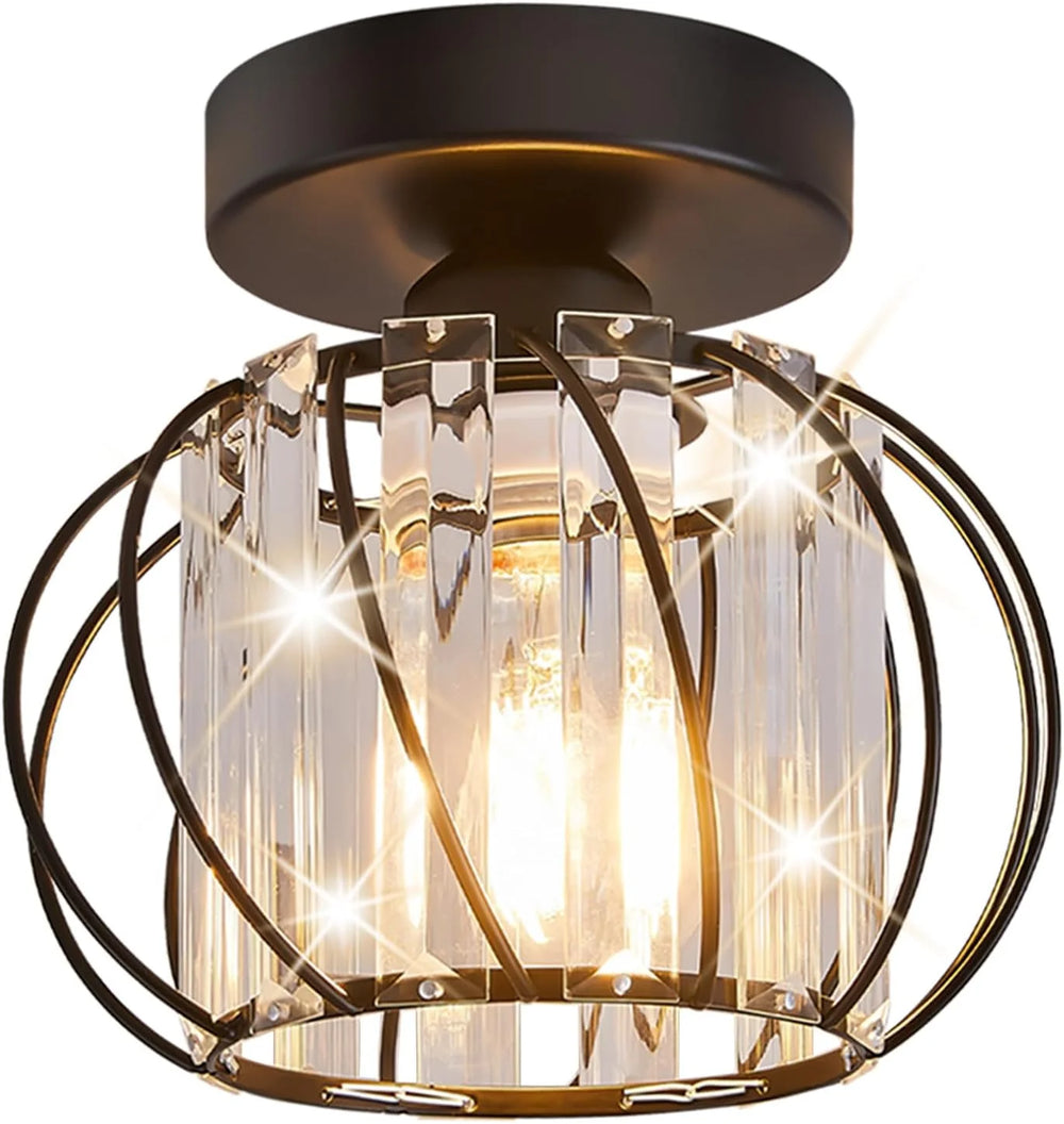Prisma Twirl Crystal Chandelier – Luxury Geometric Semi-Flush Mount Ceiling Lamp