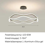 Aria Continuous Double-Wave Chandelier – Luxury Matte Black Ribbon LED Pendant Light