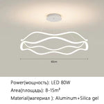 Aria Continuous Double-Wave Chandelier – Luxury Matte Black Ribbon LED Pendant Light