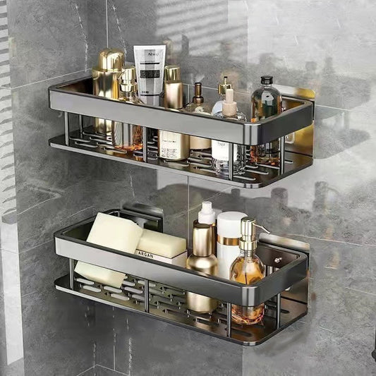 No-drill bathroom storage rack