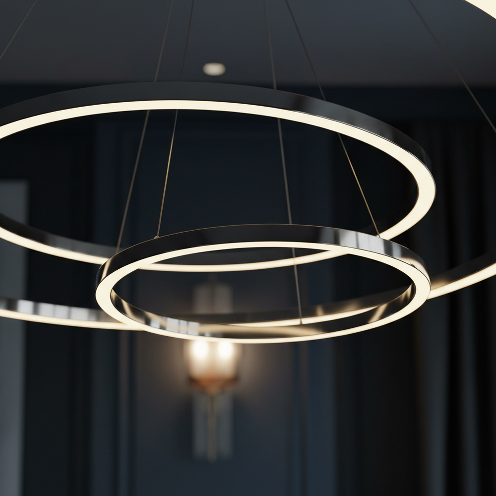 Aero Cascade Halo Chandelier close-up detail shot