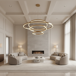 Aero Cascade Halo Chandelier in grand minimalist living room