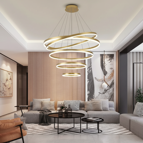 Aero Cascade 6-Ring tilted rings in grand living room