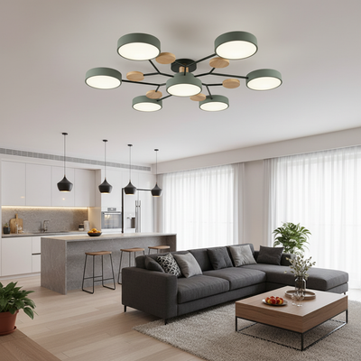 Aero Tri-Tone Geometric Chandelier – Modern Minimalist Multi-Ring LED Ceiling Light