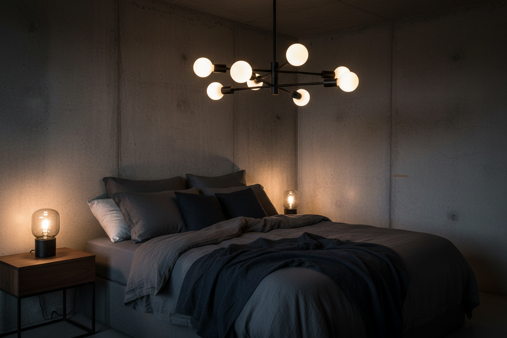 Helios Sputnik Chandelier - Black - Bedroom